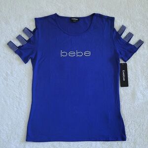 bebe Blue💙 Top with Cutout✂️ Sleeve Detail - NWT